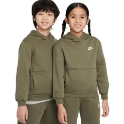 Nike Sportswear Club Fleece Hoodie Kids Olijfgroen Wit