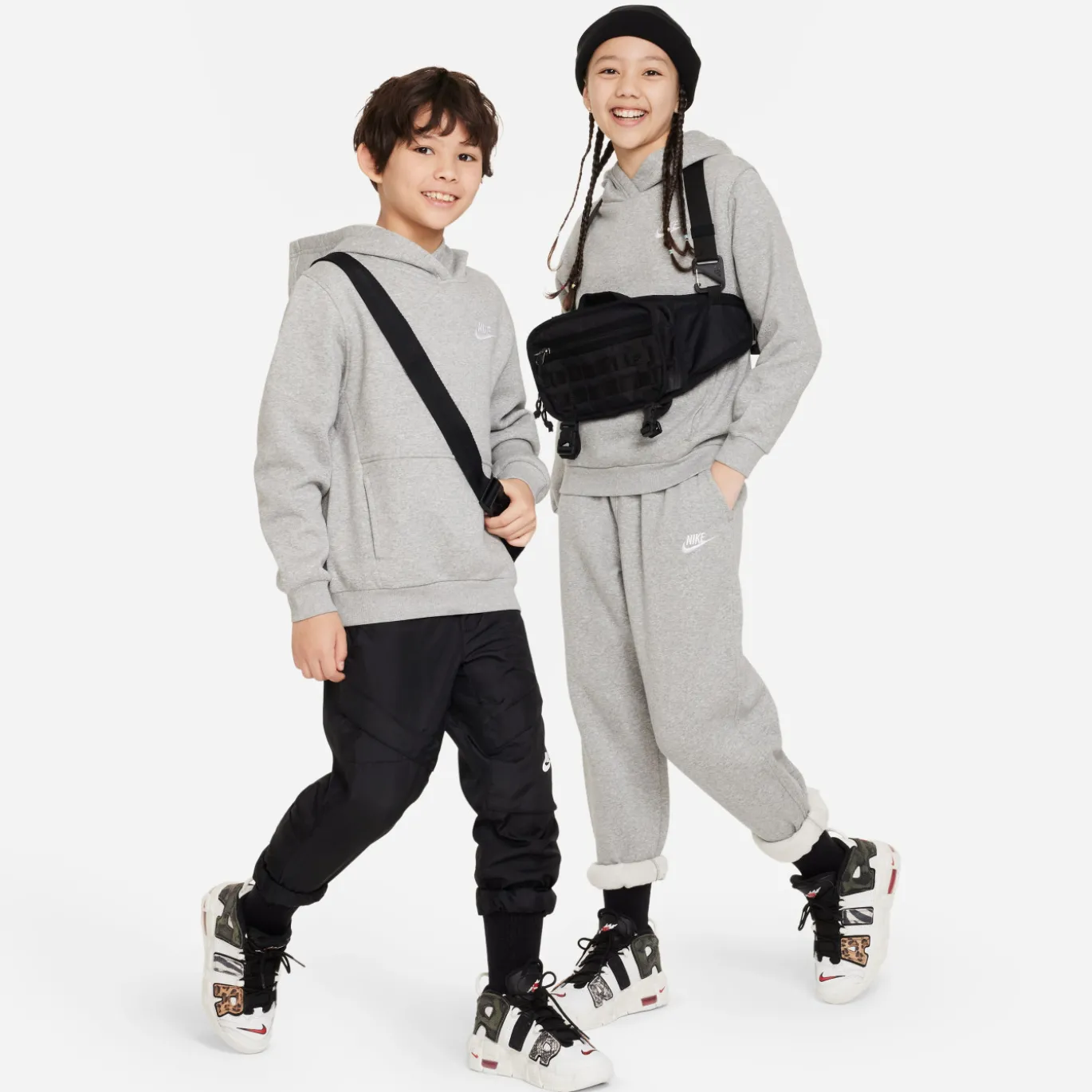Nike Sportswear Club Fleece Hoodie Kids Lichtgrijs Wit