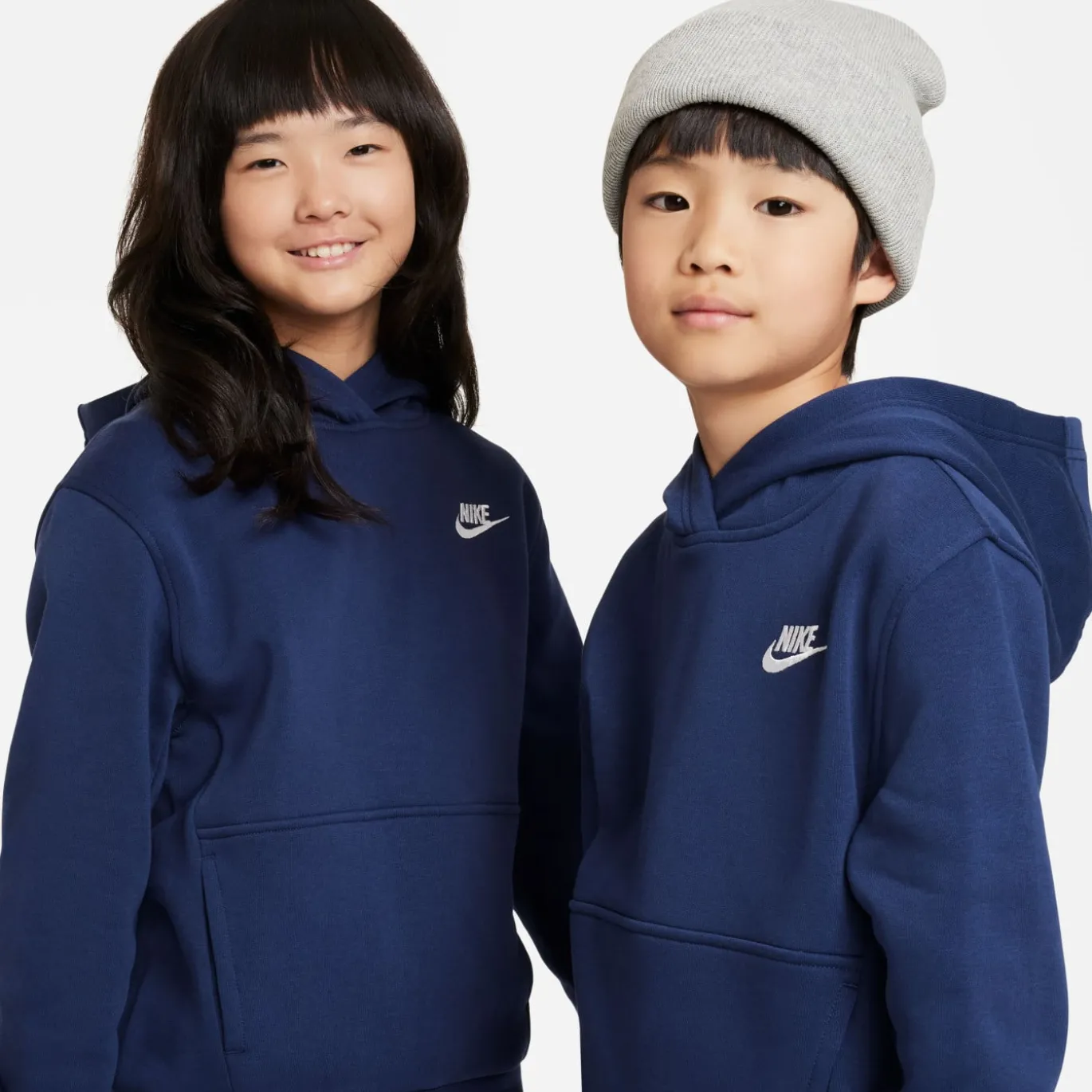 Nike Sportswear Club Fleece Hoodie Kids Donkerblauw Wit