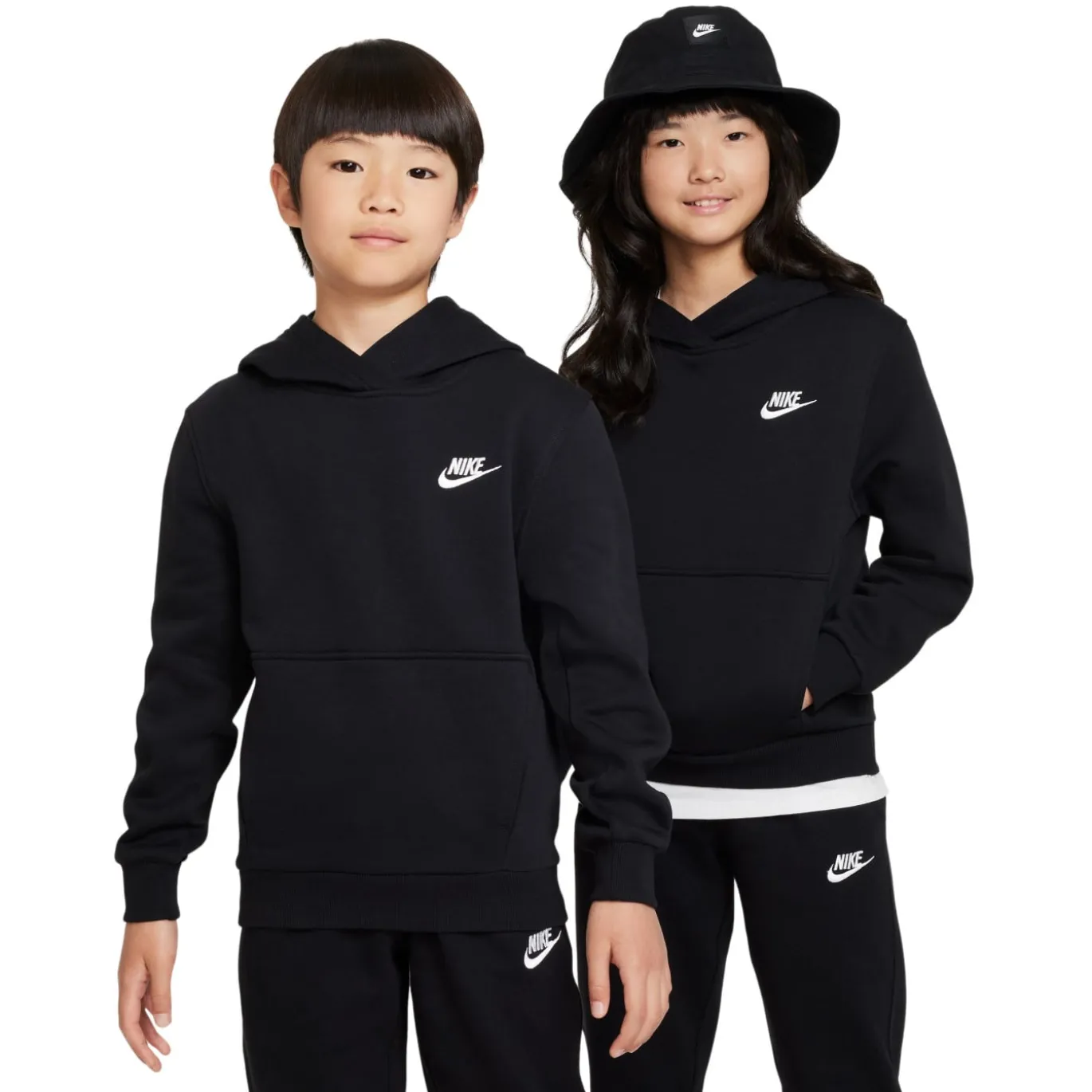 Nike Sportswear Club Fleece Hoodie Kids Zwart Wit