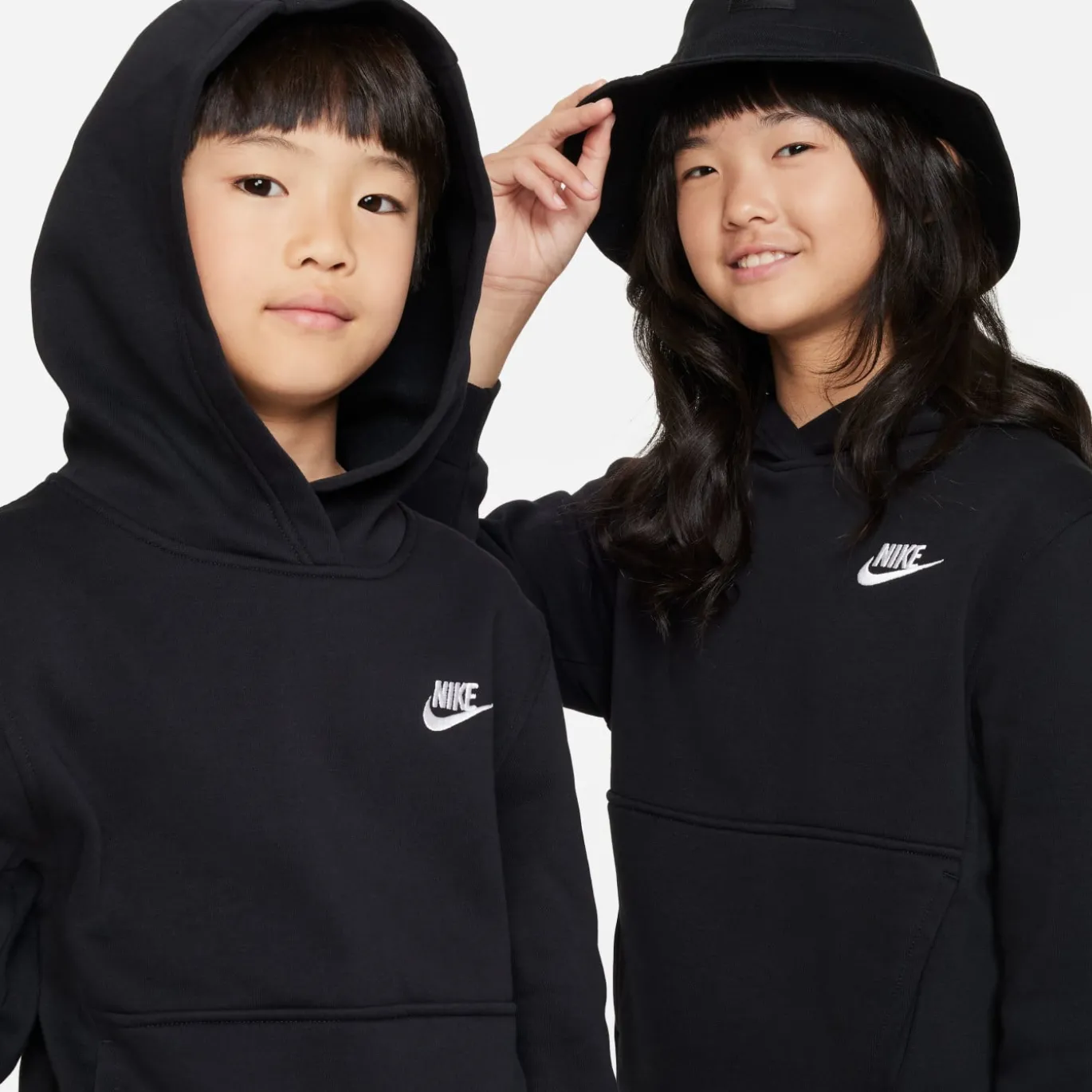 Nike Sportswear Club Fleece Hoodie Kids Zwart Wit
