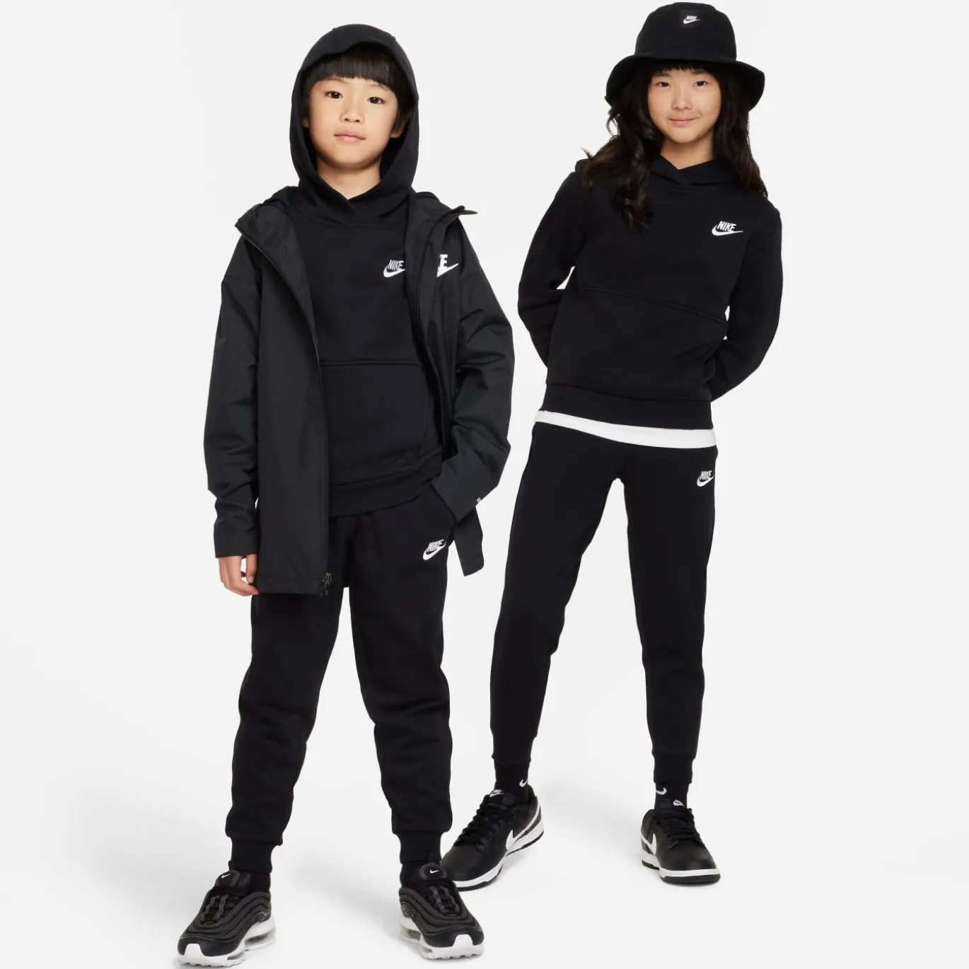 Nike Sportswear Club Fleece Hoodie Kids Zwart Wit