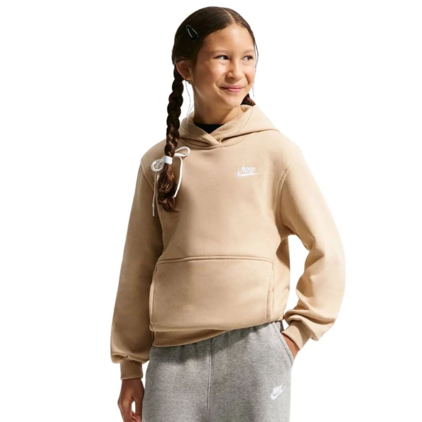 Nike Sportswear Club Fleece Hoodie Kids Beige Wit