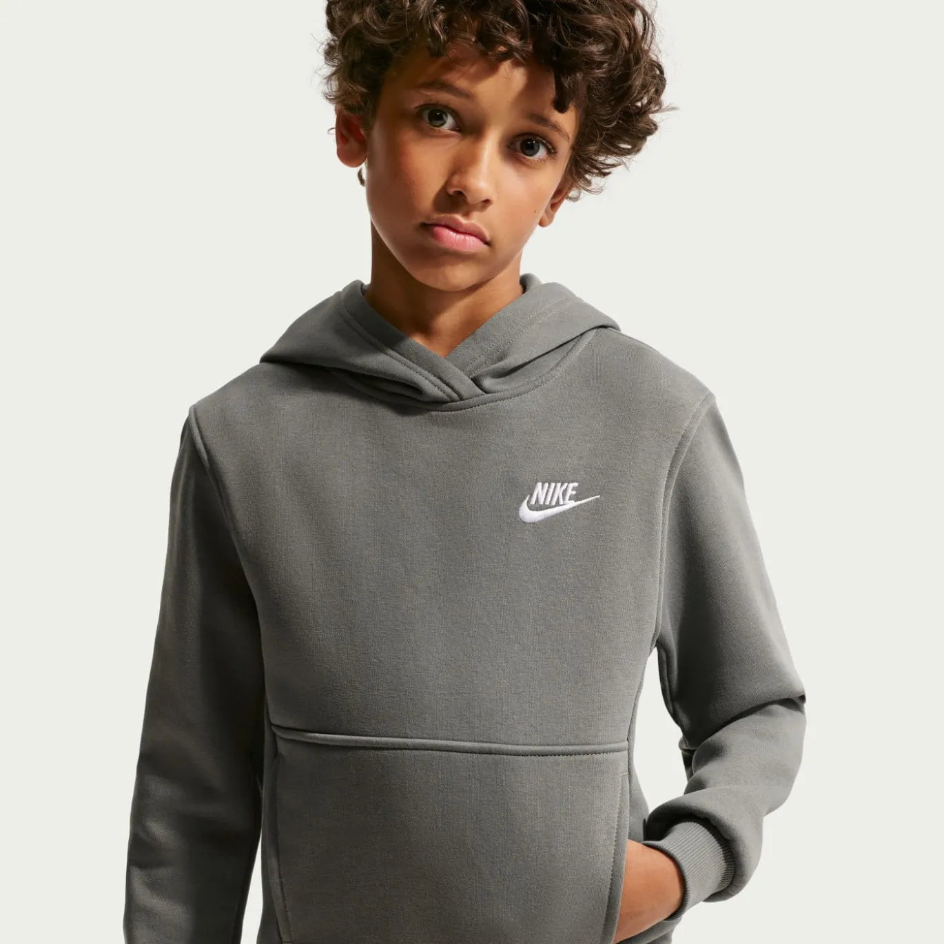 Nike Sportswear Club Fleece Hoodie Kids Donkergrijs Wit