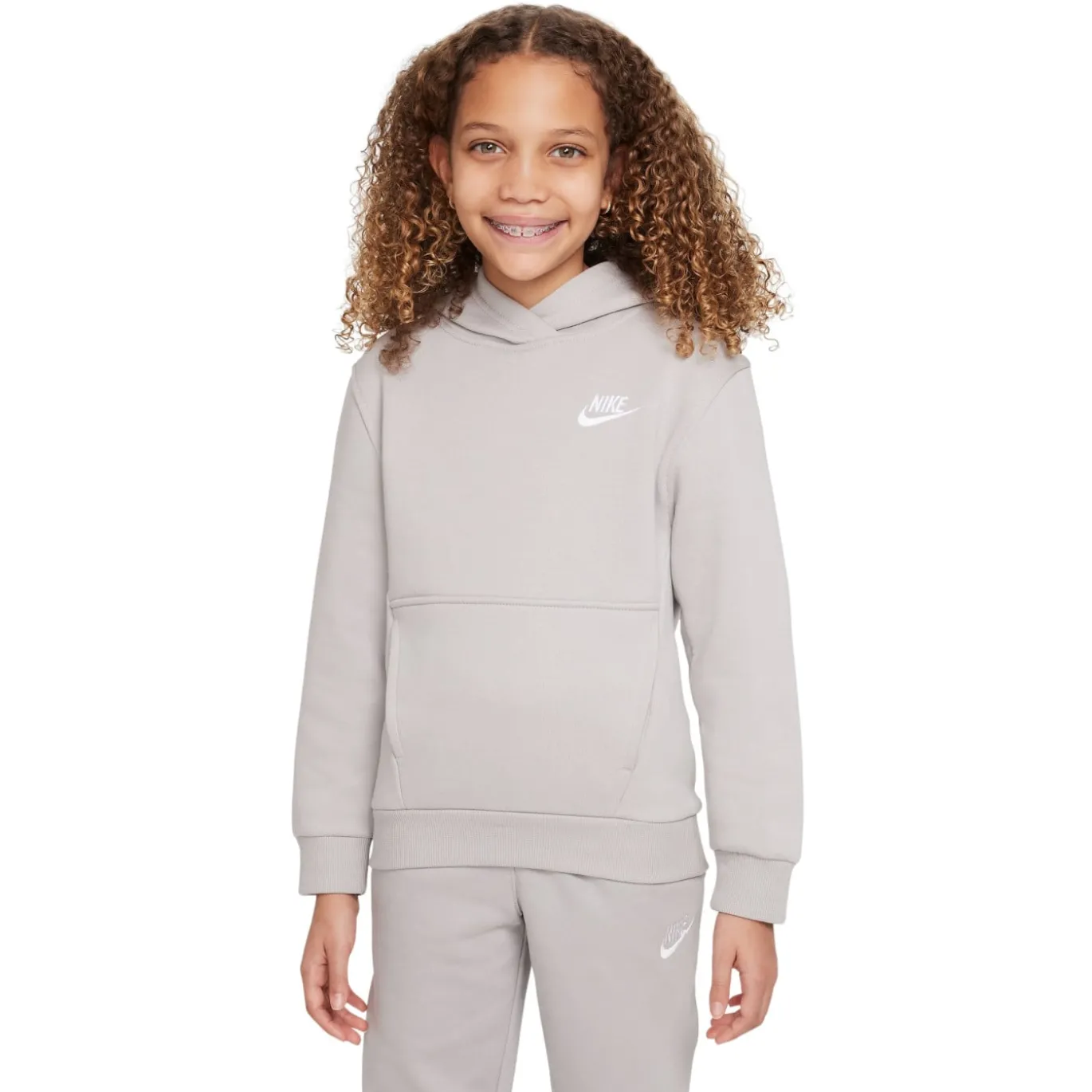 Nike Sportswear Club Fleece Hoodie Trainingspak Kids Grijs Wit
