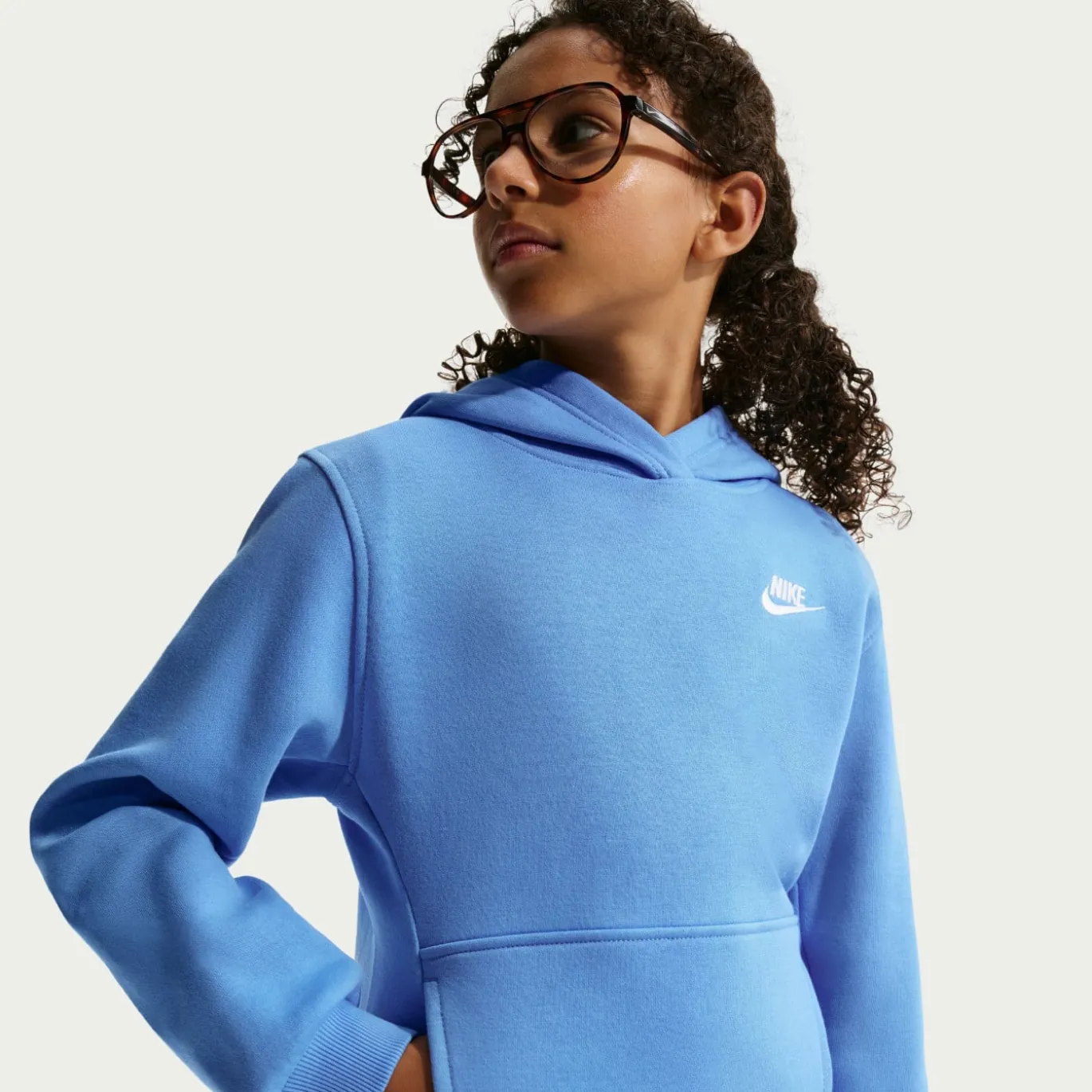 Nike Sportswear Club Fleece Joggingpak Hooded Kids Blauw Wit