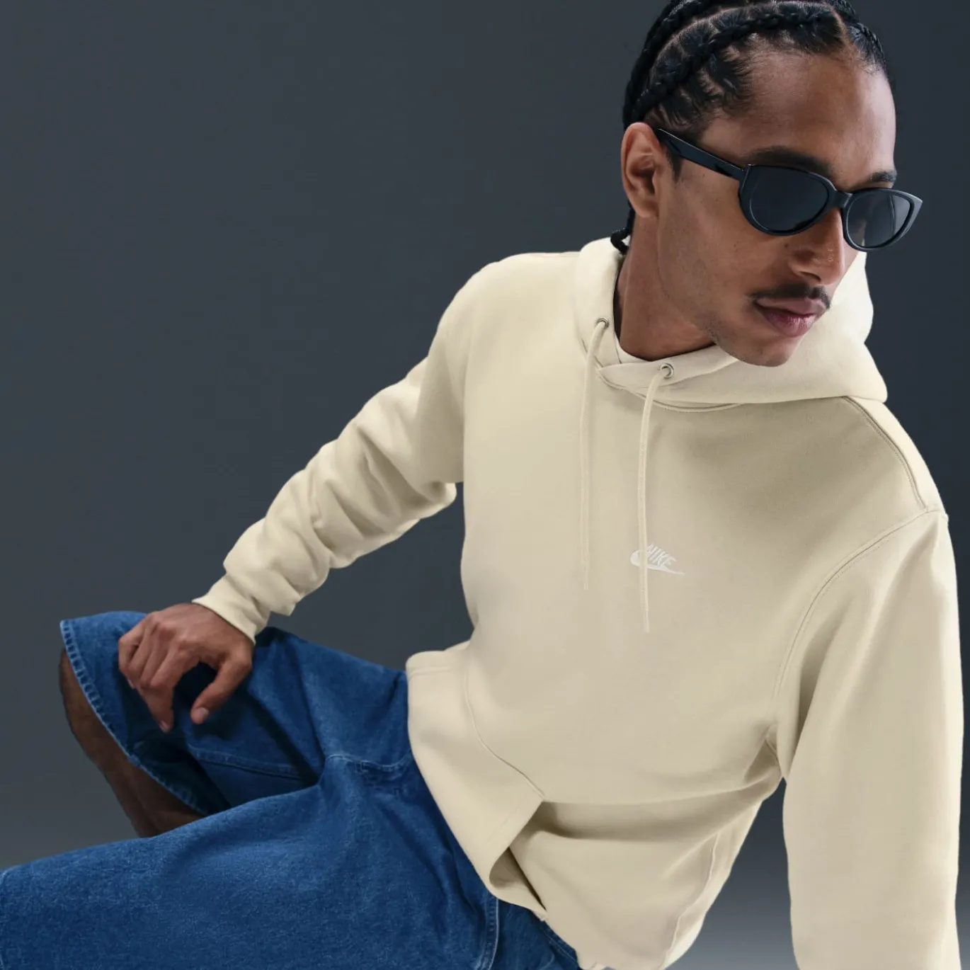 Nike Sportswear Club Fleece Joggingpak Hooded Lichtbeige Wit