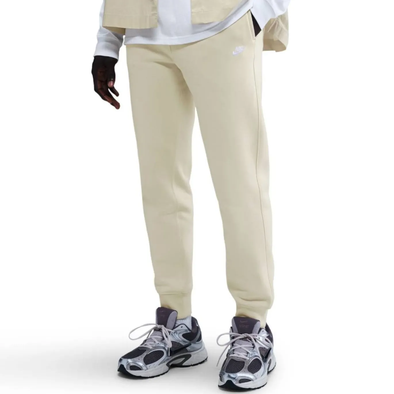 Nike Sportswear Club Fleece Joggingpak Hooded Lichtbeige Wit