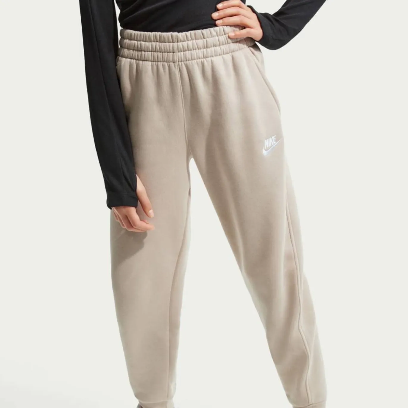 Nike Sportswear Club Fleece Joggingpak Hooded Kids Lichtbruin Wit
