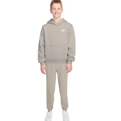 Nike Sportswear Club Fleece Joggingpak Hooded Kids Lichtbruin Wit