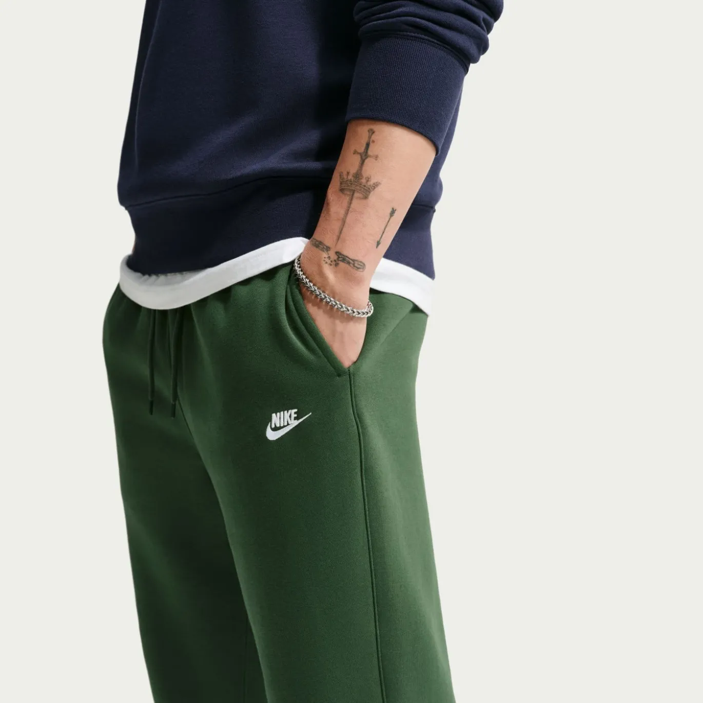 Nike Sportswear Club Fleece Joggingbroek Donkergroen Wit