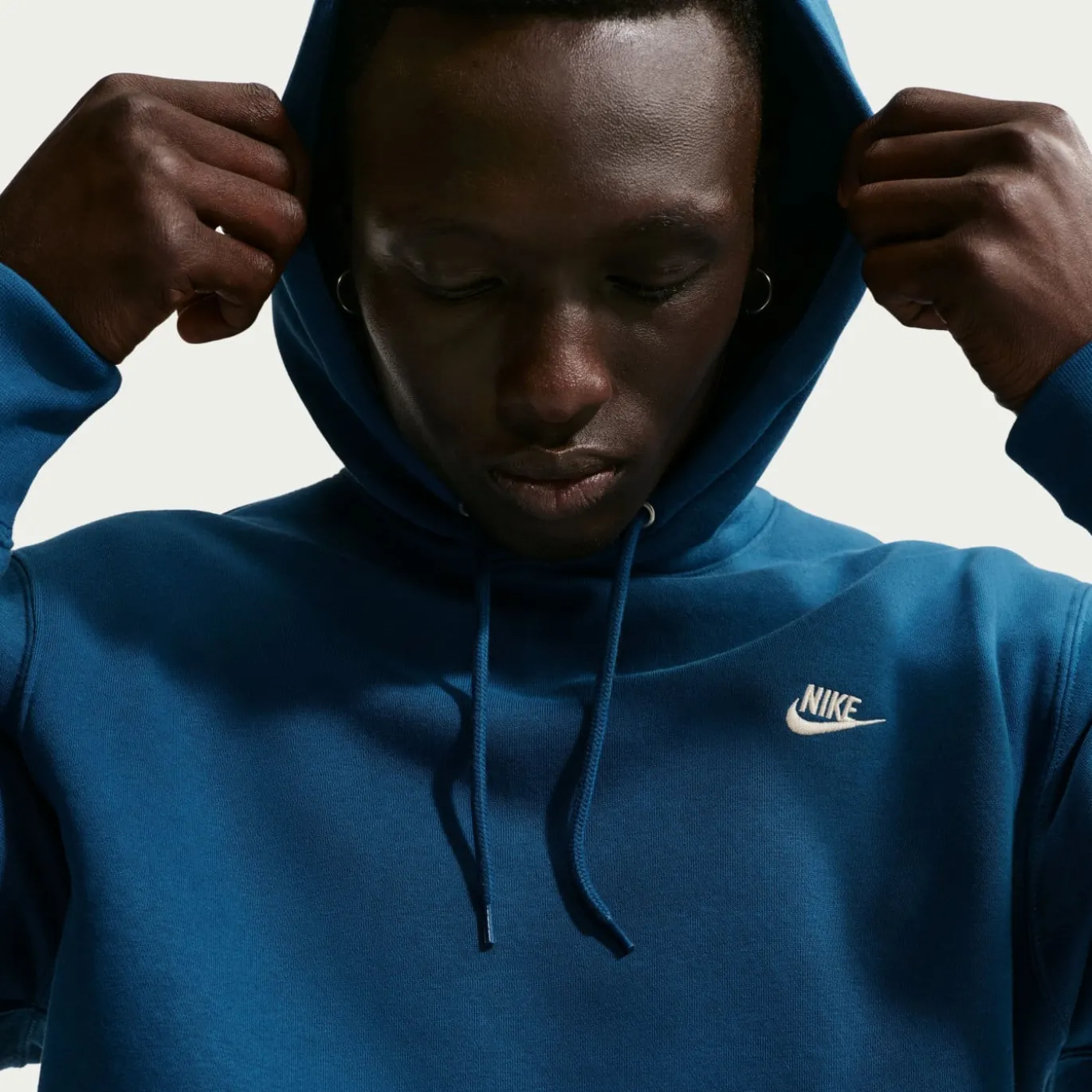 Nike Sportswear Club Fleece Joggingpak Hooded Donkerblauw Lichtbeige