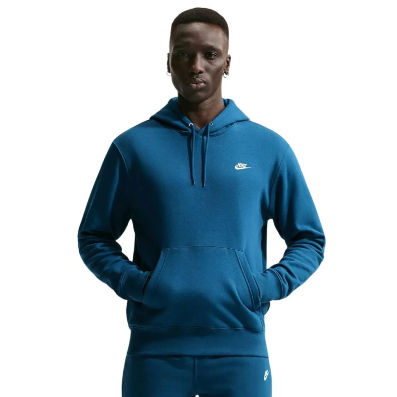 Nike Sportswear Club Fleece Joggingpak Hooded Donkerblauw Lichtbeige