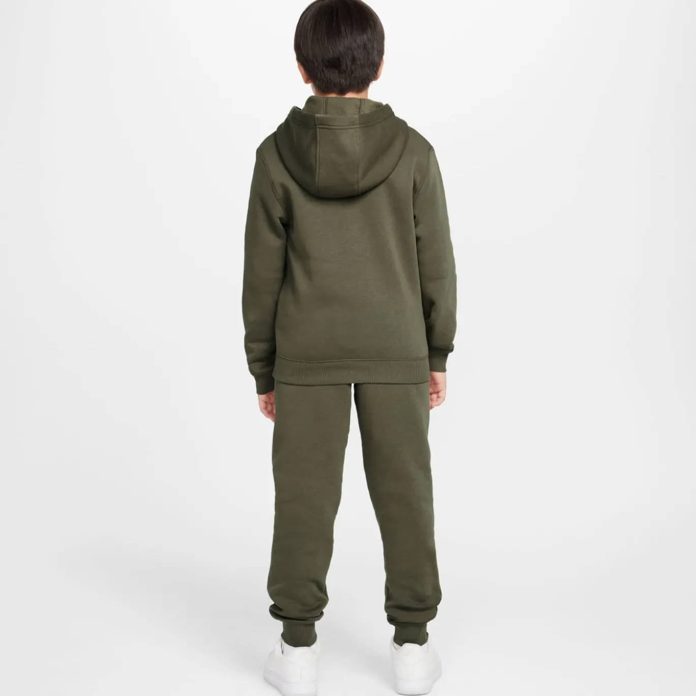 Nike Sportswear Club Fleece Trainingspak Full-Zip Hooded Kids Olijfgroen Wit