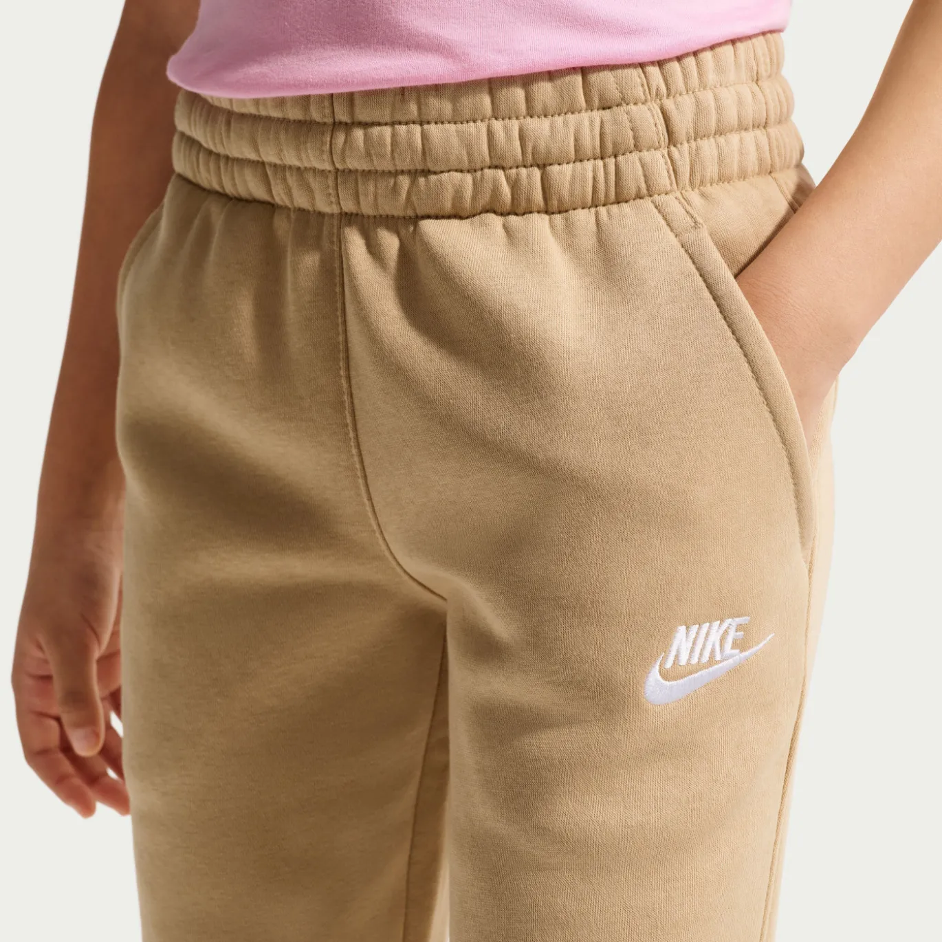 Nike Sportswear Club Fleece Trainingspak Hooded Kids Beige Wit