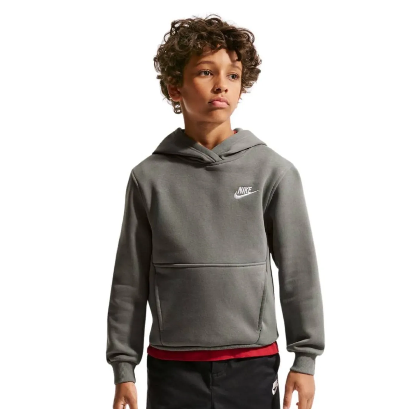 Nike Sportswear Club Fleece Trainingspak Hooded Kids Donkergrijs Wit