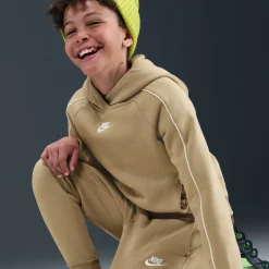 Nike Sportswear Club Fleece Trainingspak Hooded Kids Beige Wit