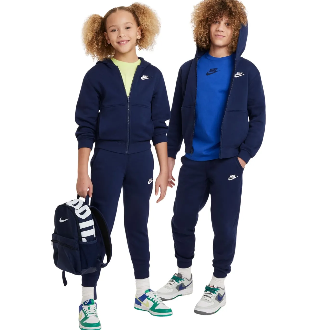 Nike Sportswear Club Fleece Trainingspak Full-Zip Hooded Kids Donkerblauw Wit