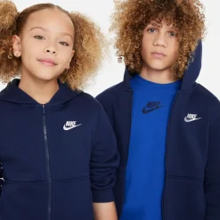 Nike Sportswear Club Fleece Trainingspak Full-Zip Hooded Kids Donkerblauw Wit