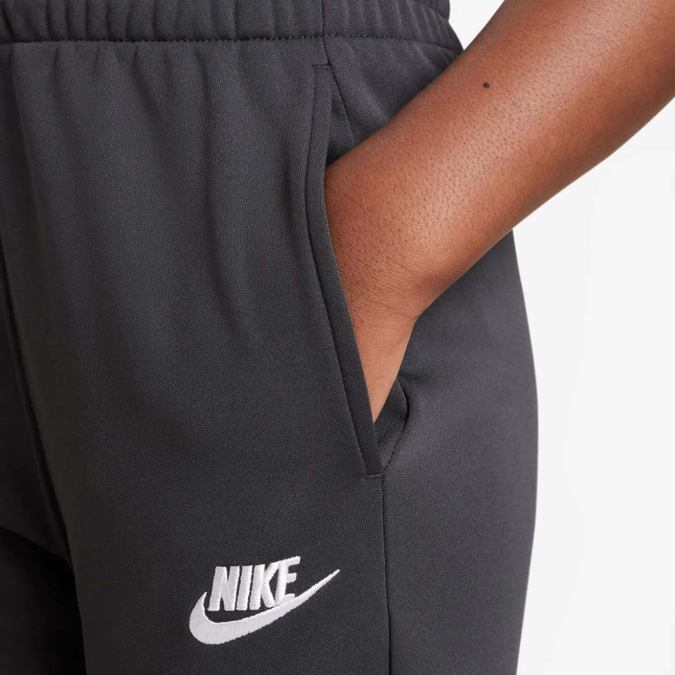Nike Sportswear Poly Trainingspak Full-Zip Hooded Kids Zwart Grijs Wit