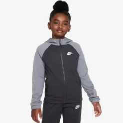 Nike Sportswear Poly Trainingspak Full-Zip Hooded Kids Zwart Grijs Wit