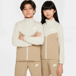 Nike Sportswear Trainingspak Full-Zip Kids Lichtbruin Beige Wit