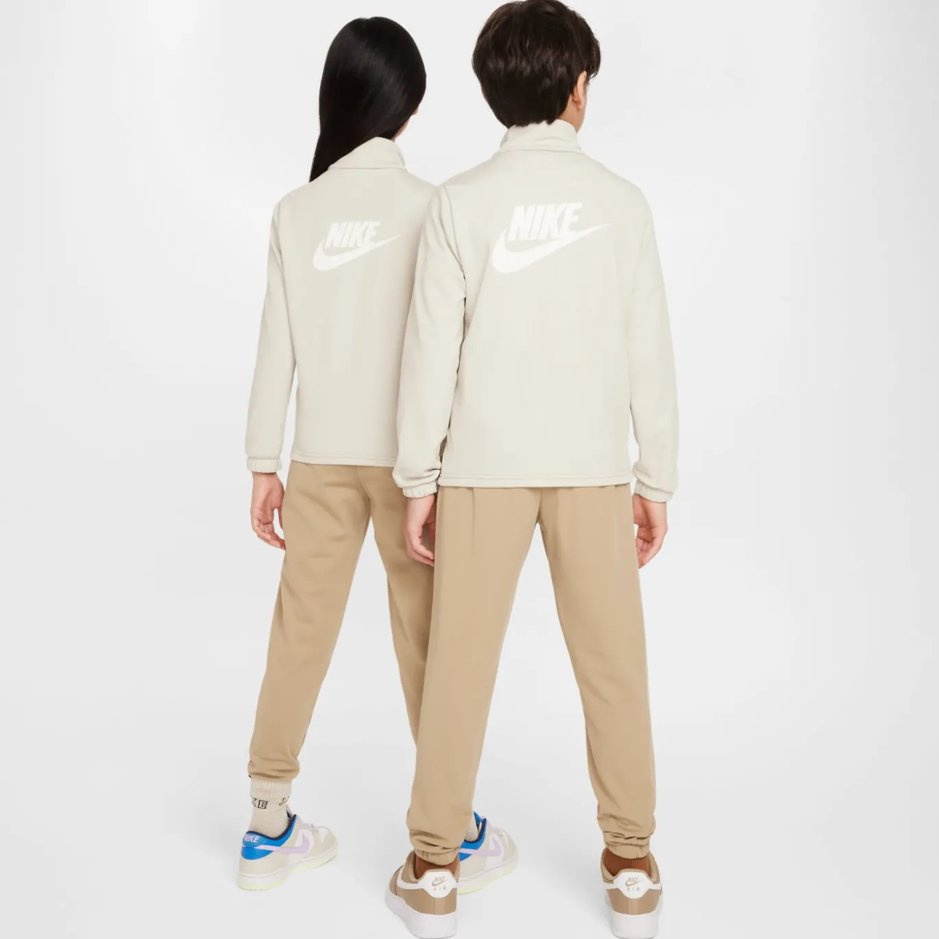 Nike Sportswear Trainingspak Full-Zip Kids Lichtbruin Beige Wit