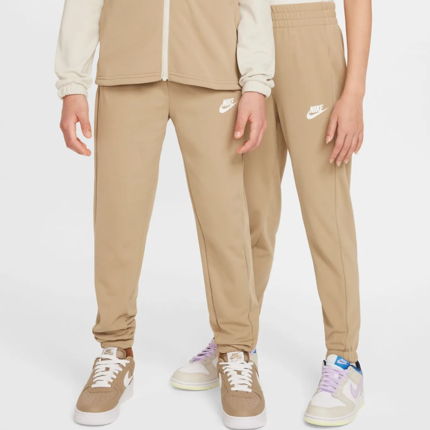 Nike Sportswear Trainingspak Full-Zip Kids Lichtbruin Beige Wit