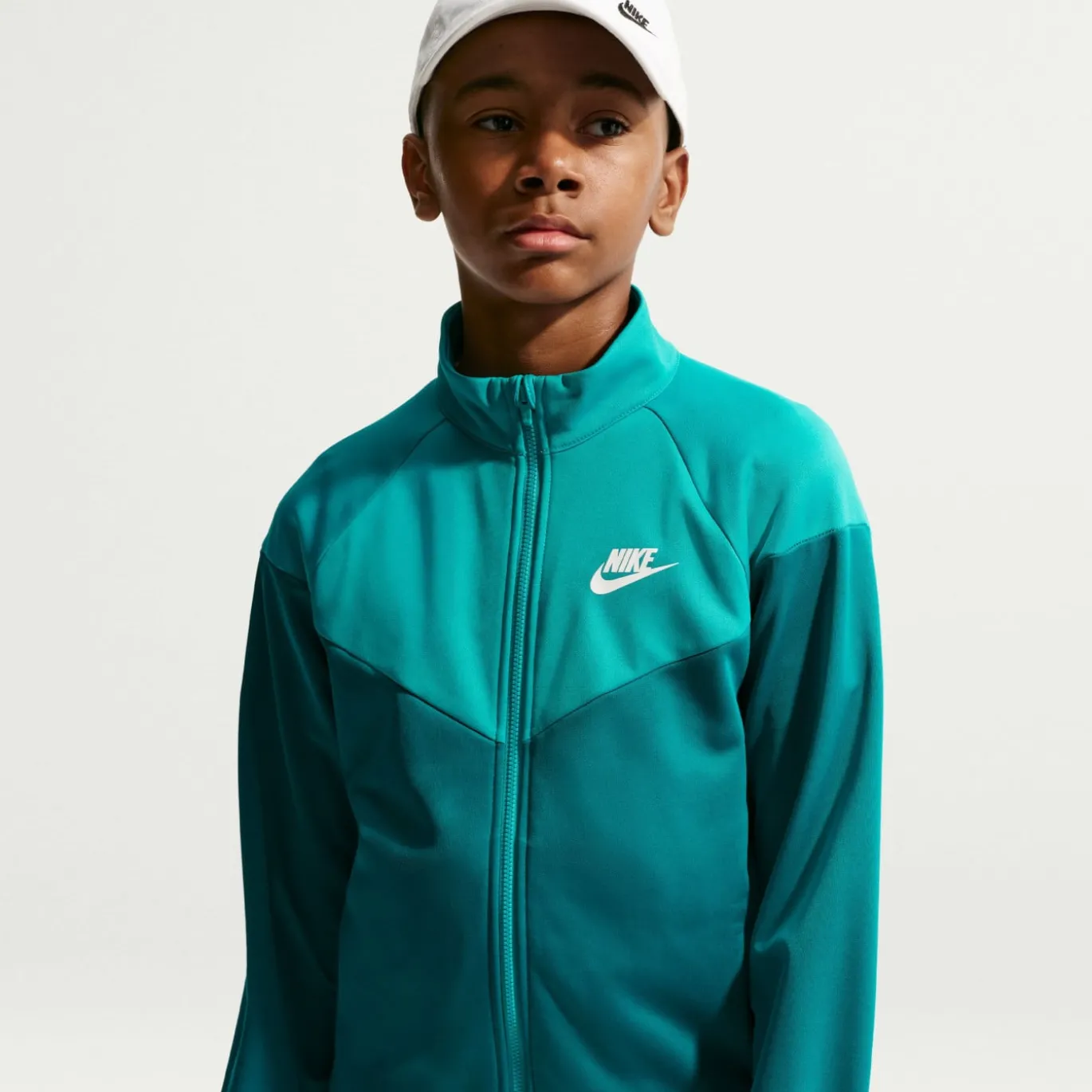 Nike Sportswear Trainingspak Full-Zip Kids Blauwgroen Lichtgroen Wit