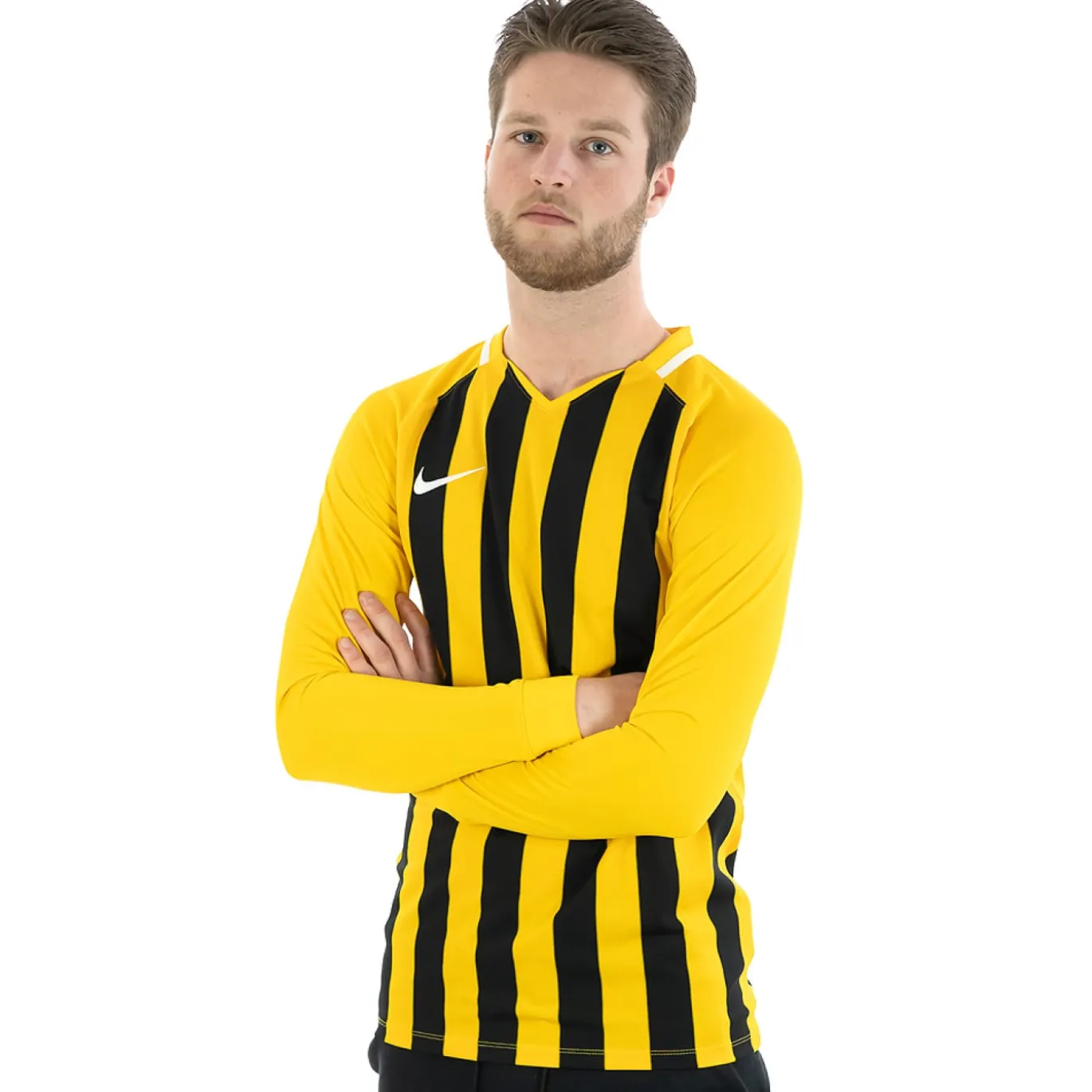 Nike Stripe Division III Voetbalshirt Lange Mouwen Geel Zwart