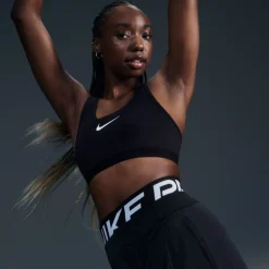 Nike Swoosh High Support Sportbeha Dames Zwart Grijs Wit