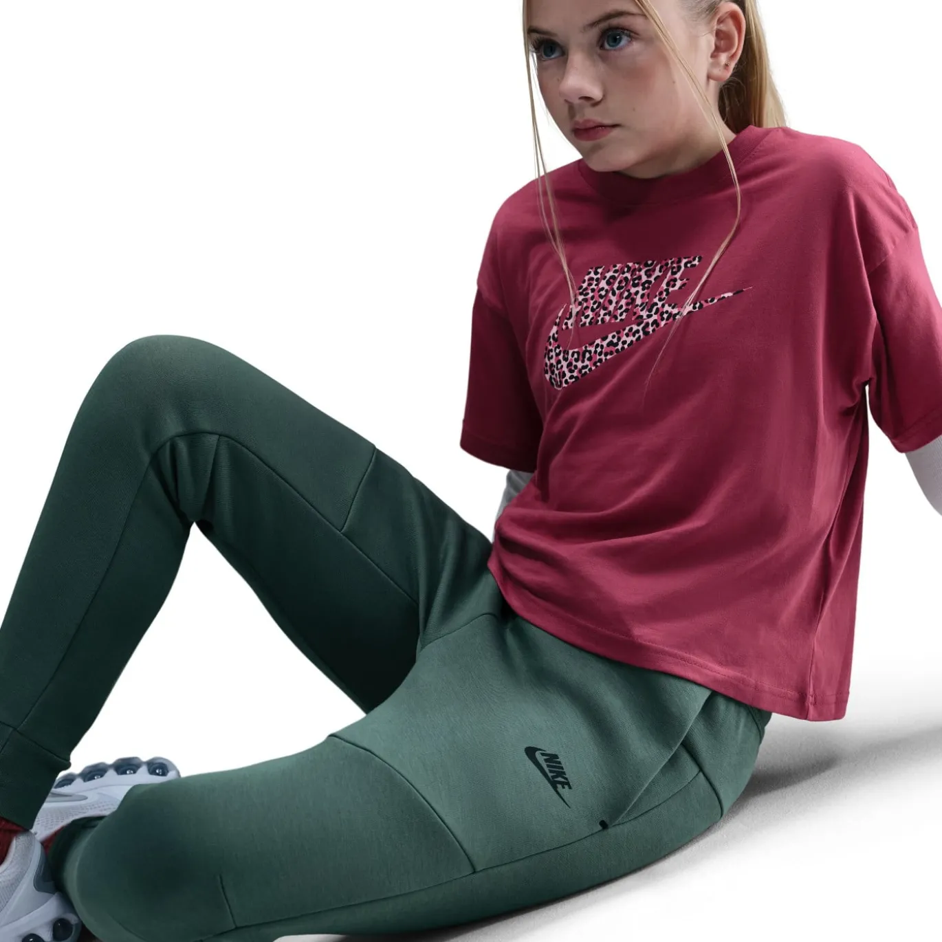 Nike Tech Fleece Sportswear Joggingbroek Kids Donkergroen Zwart