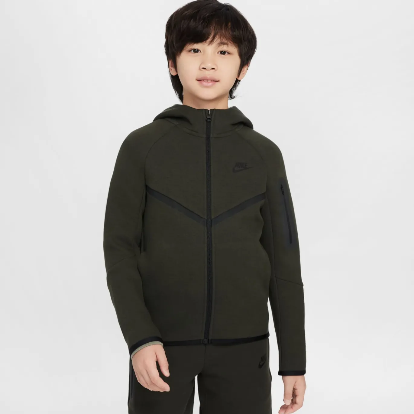Nike Tech Fleece Sportswear Trainingspak Kids Donkergroen Zwart