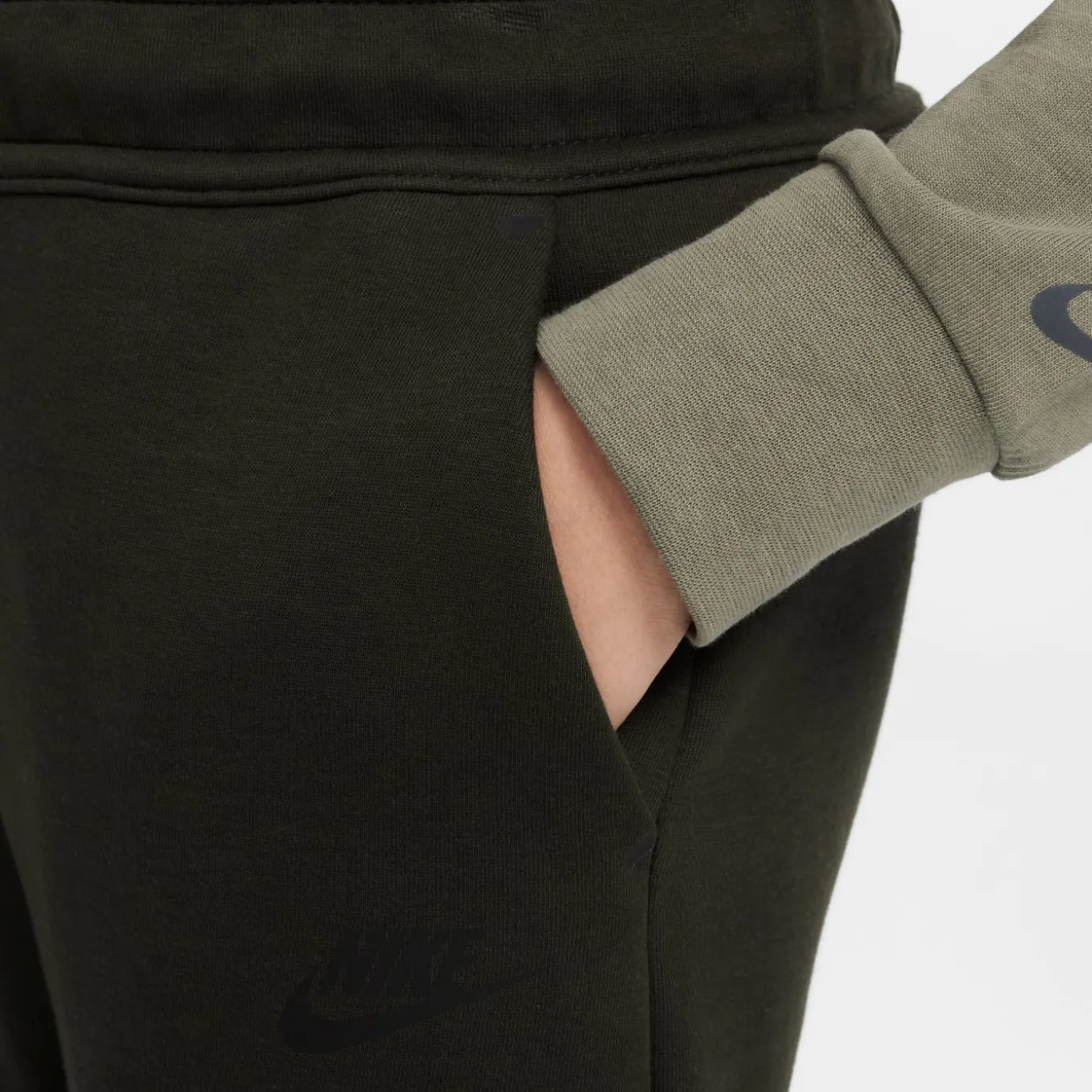 Nike Tech Fleece Sportswear Trainingspak Kids Donkergroen Zwart