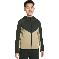 Nike Tech Fleece Sportswear Trainingspak Kids Beige Donkergroen Zwart