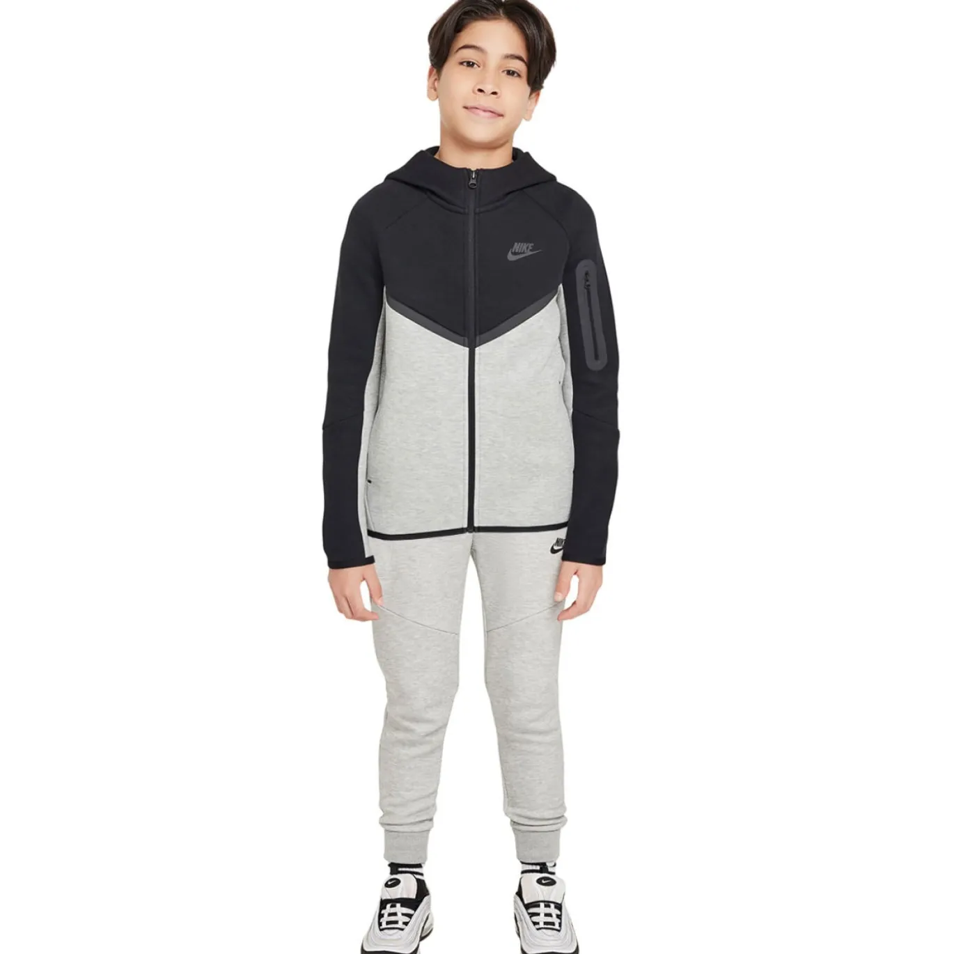 Nike Tech Fleece Sportswear Trainingspak Kids Zwart Lichtgrijs