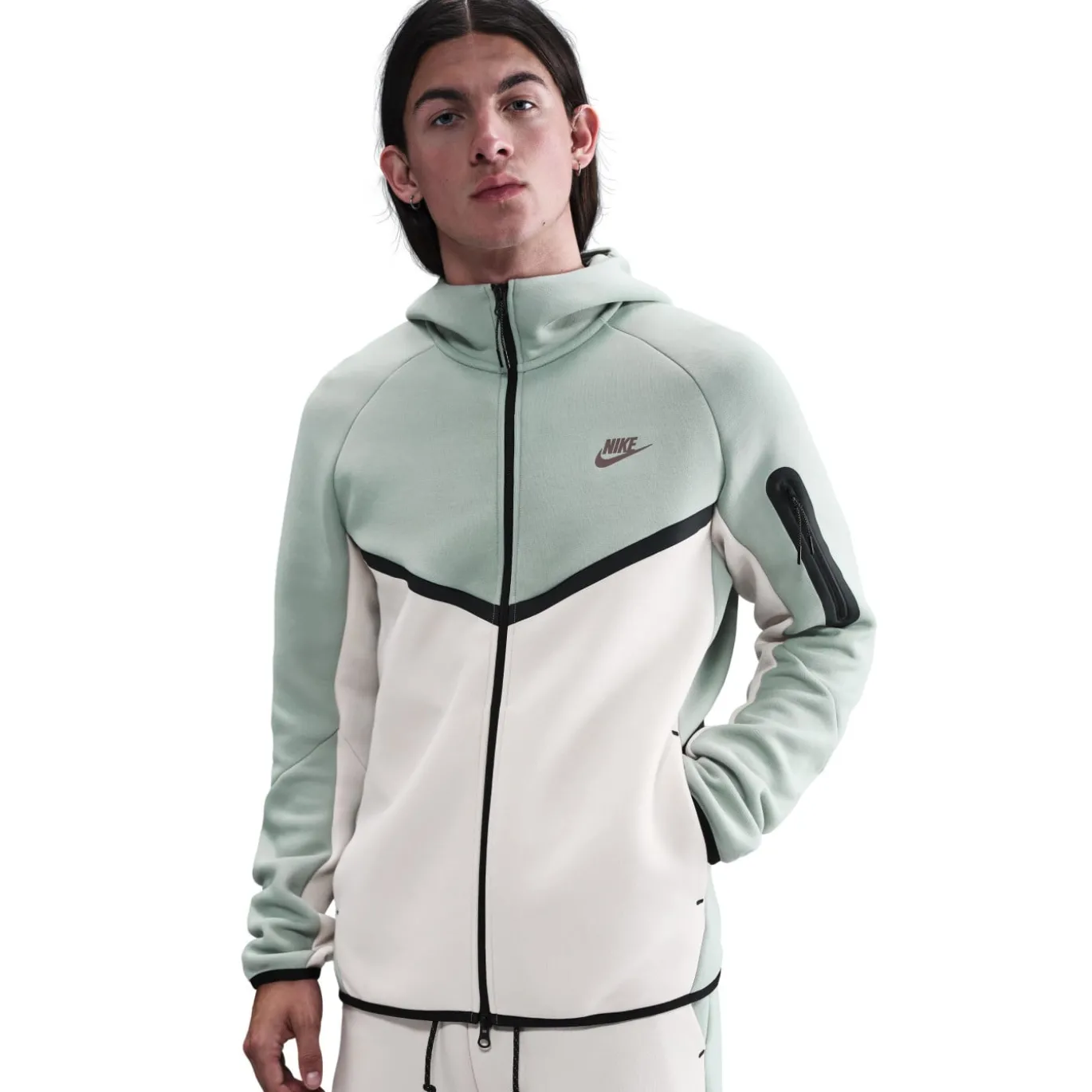 Nike Tech Fleece Sportswear Vest Grijsgroen Wit Zwart