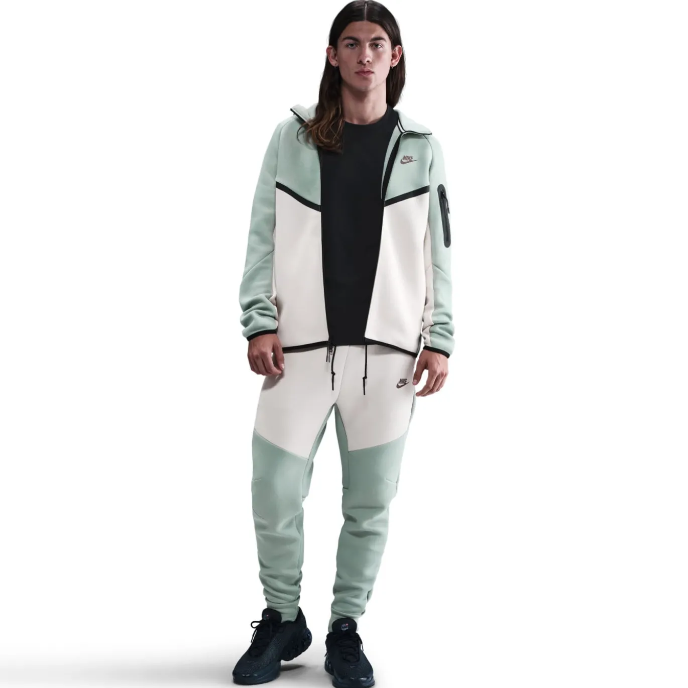 Nike Tech Fleece Sportswear Vest Grijsgroen Wit Zwart