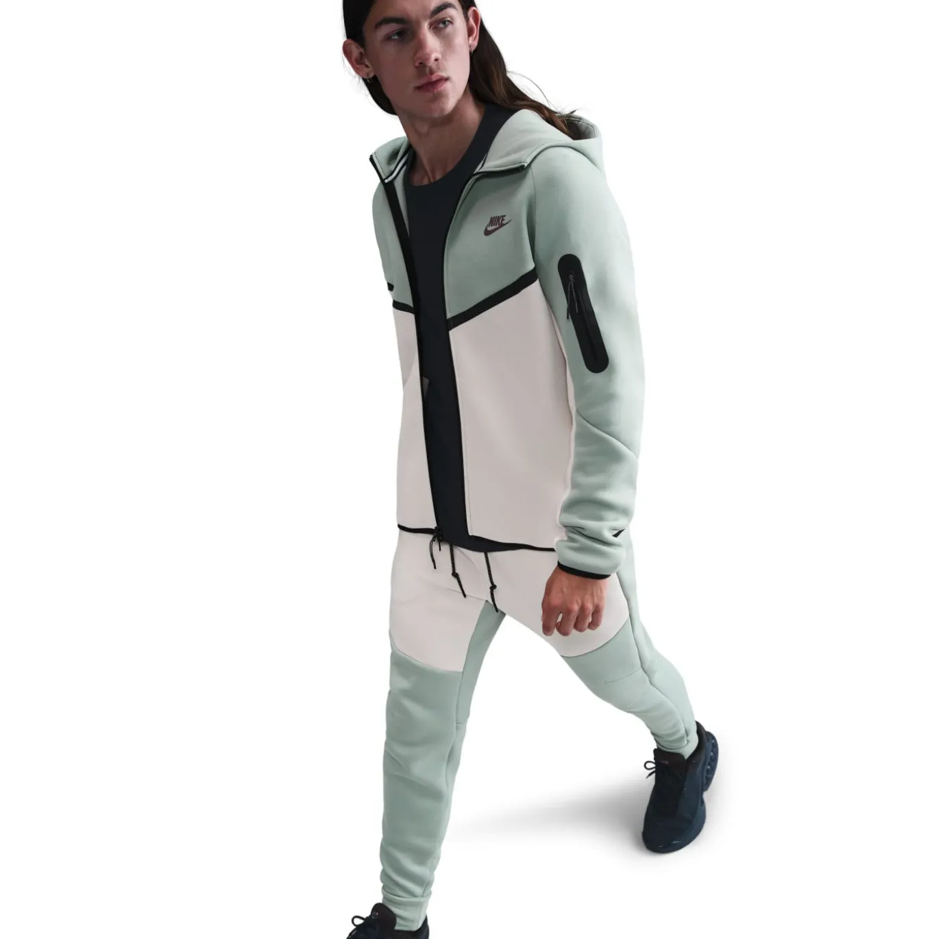 Nike Tech Fleece Sportswear Vest Grijsgroen Wit Zwart