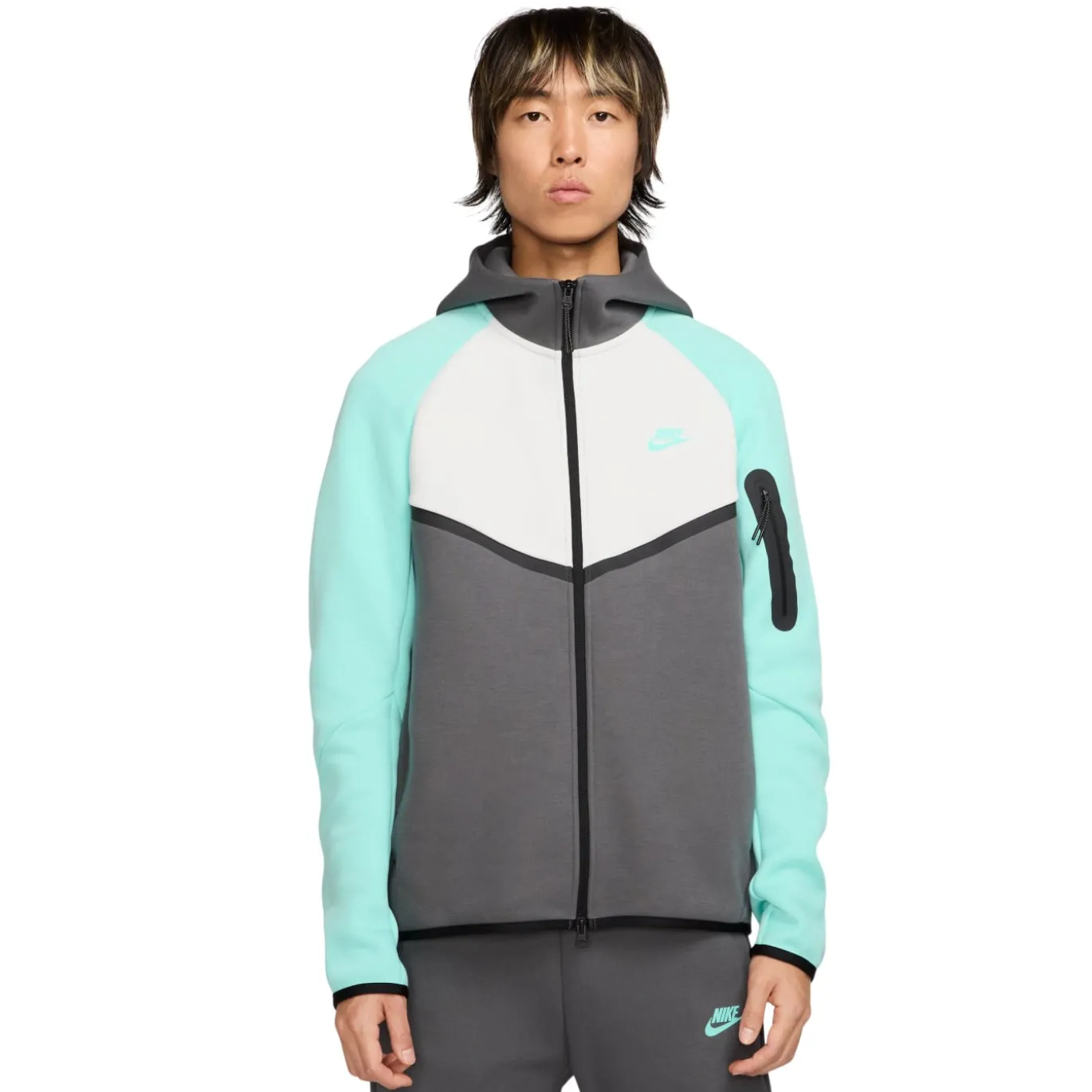 Nike Tech Fleece Sportswear Vest Donkergrijs Turquoise Wit