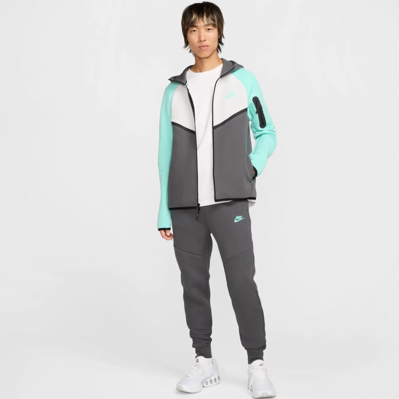 Nike Tech Fleece Sportswear Vest Donkergrijs Turquoise Wit