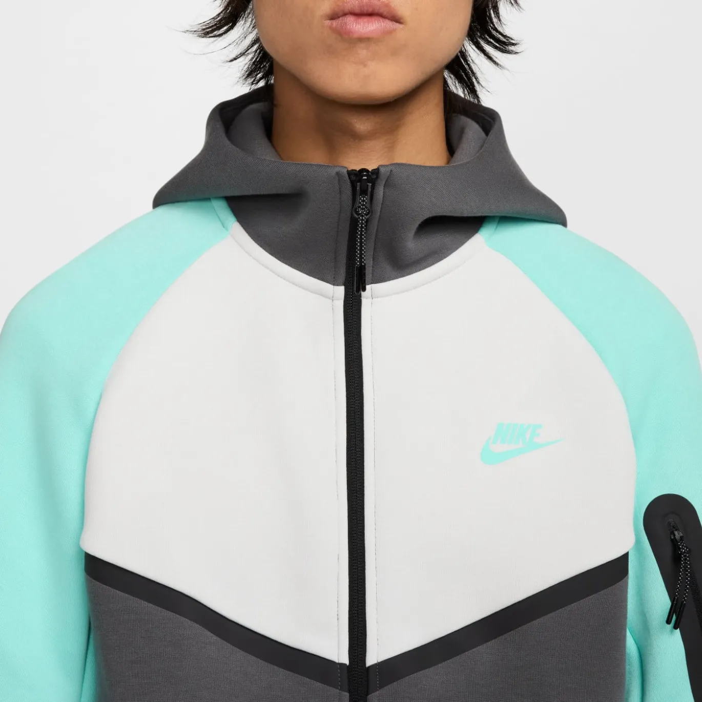 Nike Tech Fleece Sportswear Vest Donkergrijs Turquoise Wit