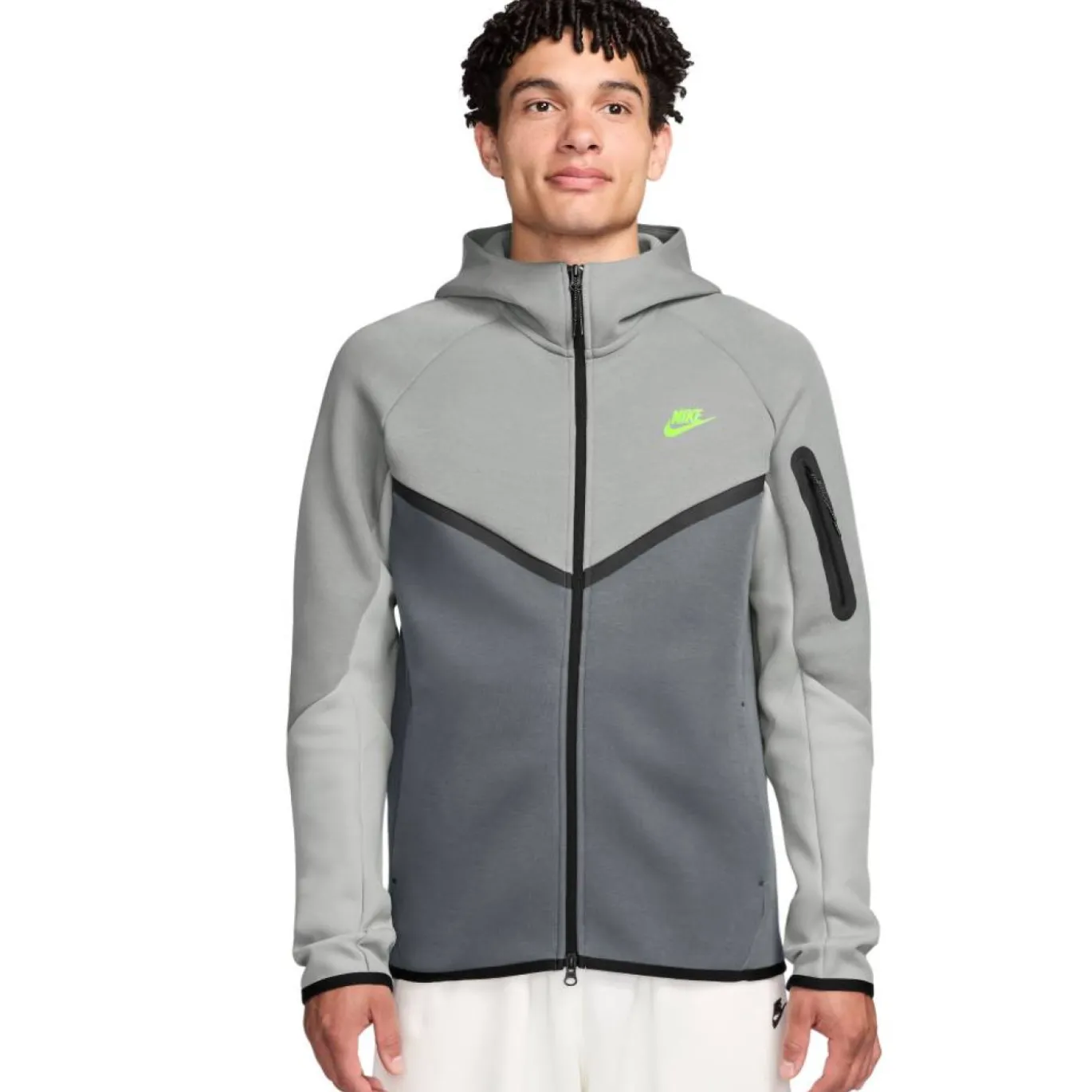 Nike Tech Fleece Sportswear Vest Grijs Donkergrijs Felgroen