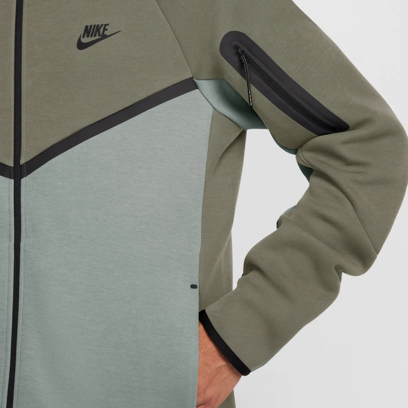 Nike Tech Fleece Sportswear Vest Grijsgroen Lichtgrijs Zwart