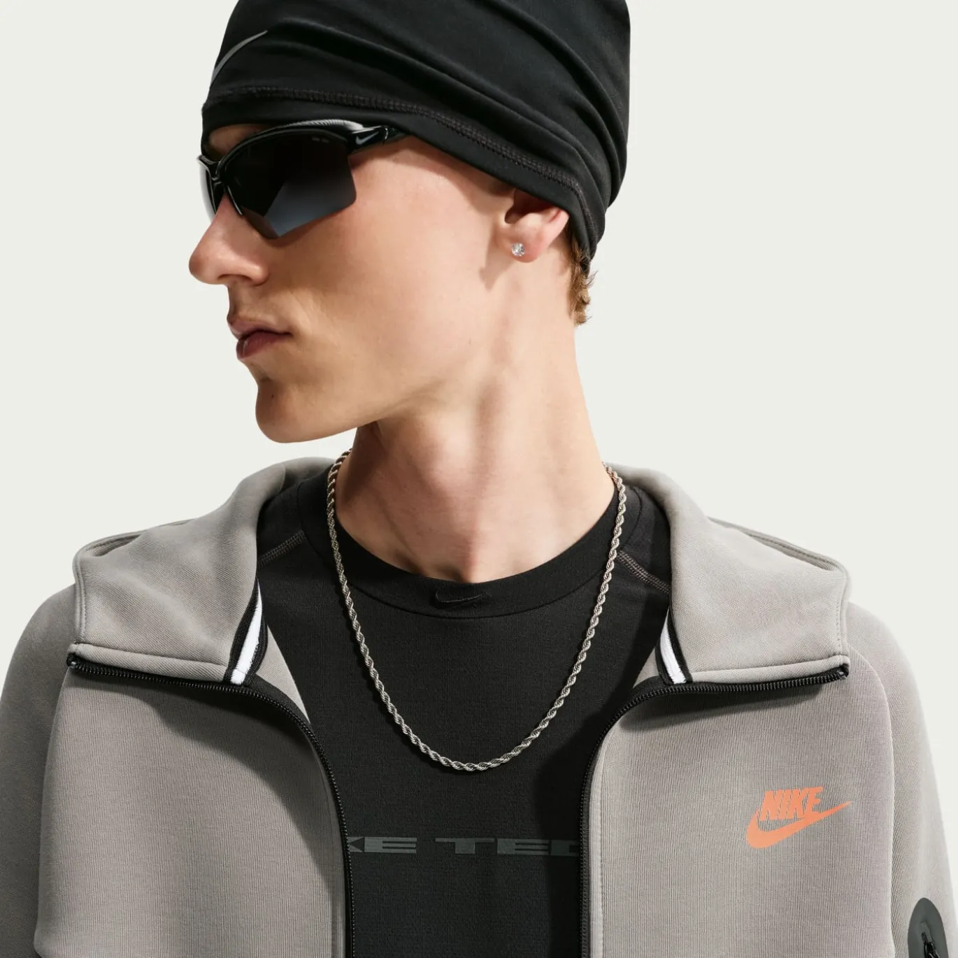 Nike Tech Fleece Sportswear Vest Donkergrijs Zwart Oranje