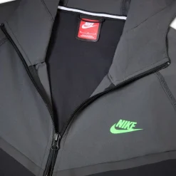 Nike Tech Sportswear Windrunner Jack Donkergrijs Zwart Felgroen