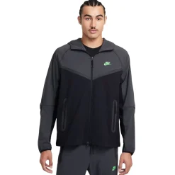 Nike Tech Sportswear Windrunner Jack Donkergrijs Zwart Felgroen