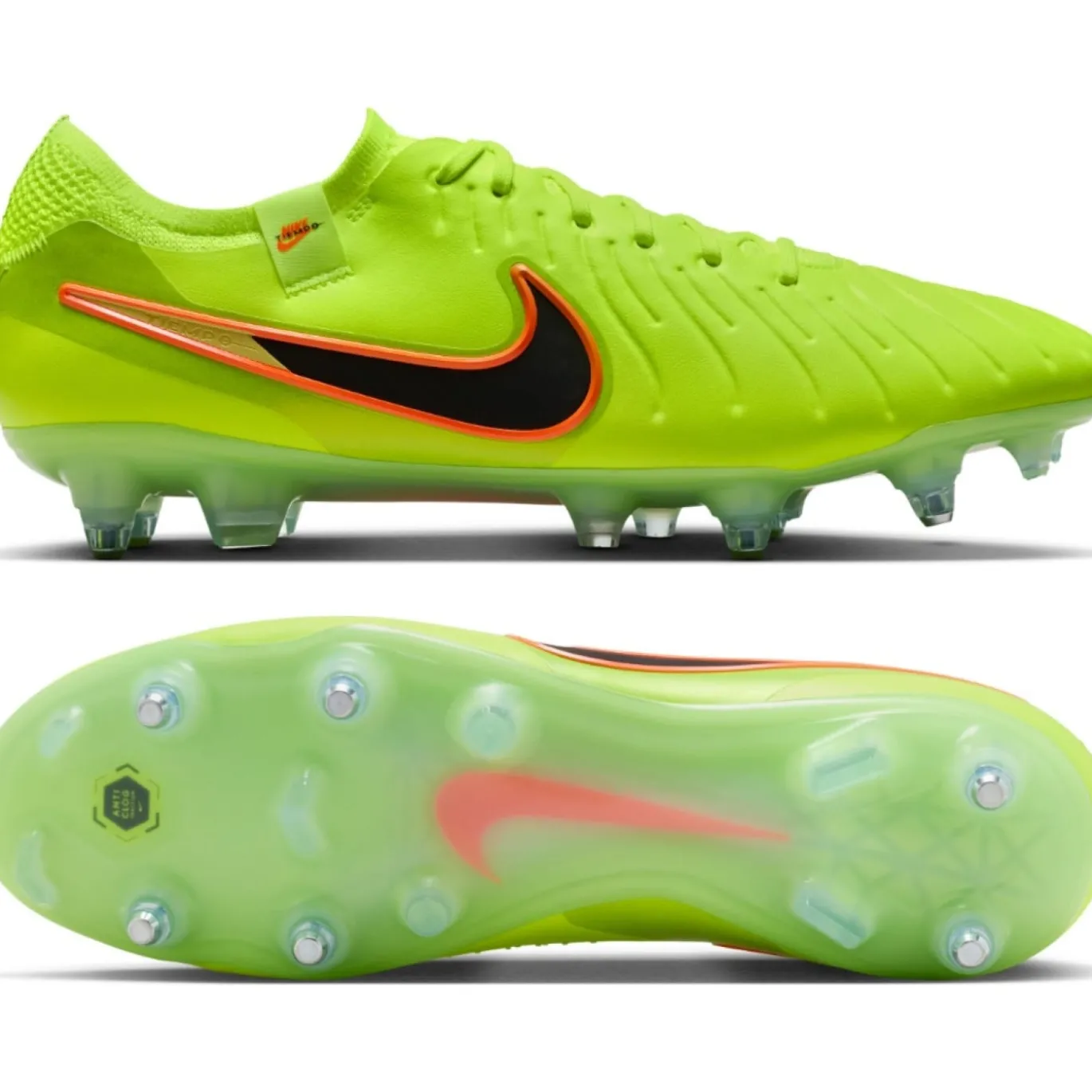 Nike Tiempo Legend 10 Elite IJzeren-Nop Voetbalschoenen (SG) Anti-Clog Neongeel Zwart Oranje