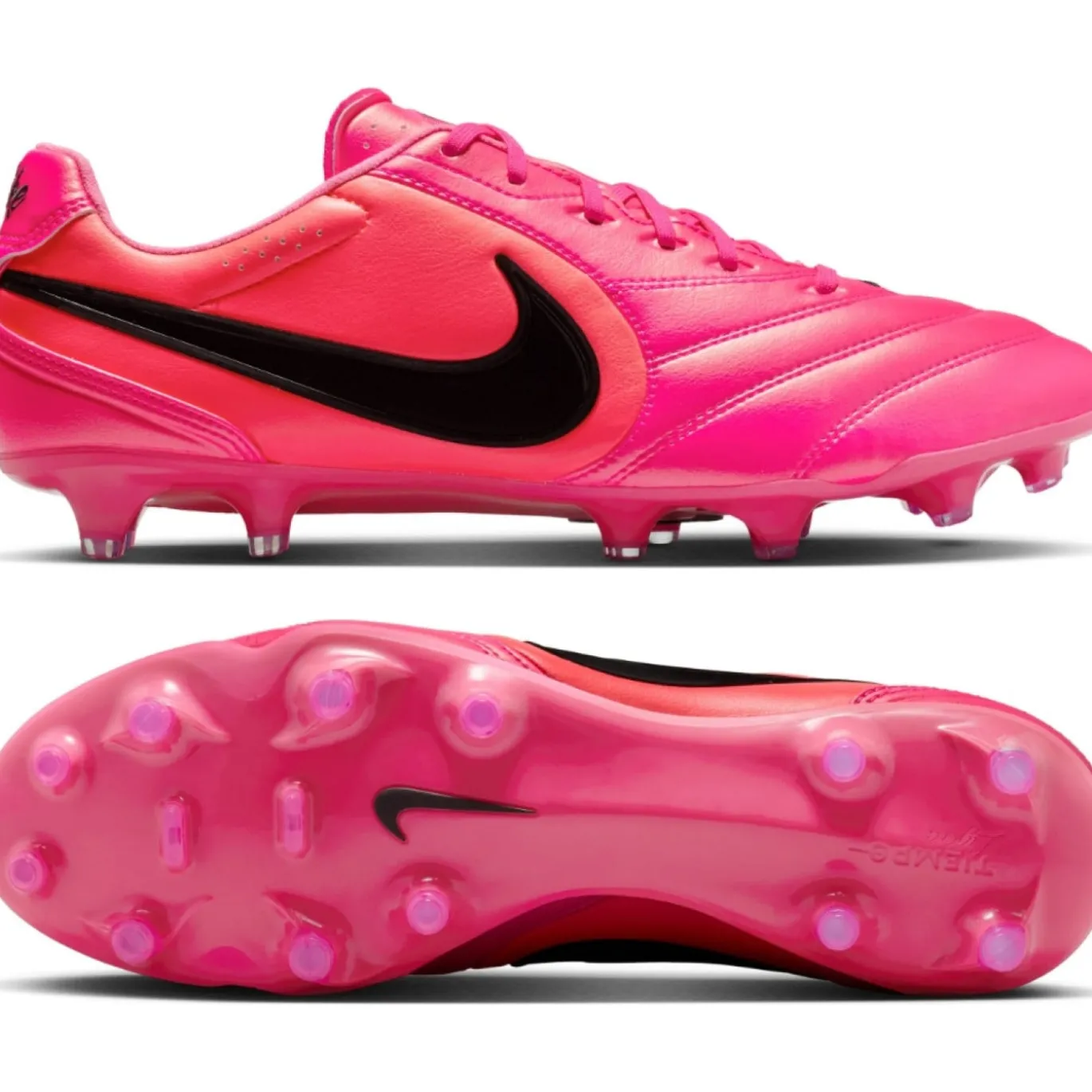 Nike Tiempo Ligera Pro Gras Voetbalschoenen (FG) Felroze Zwart
