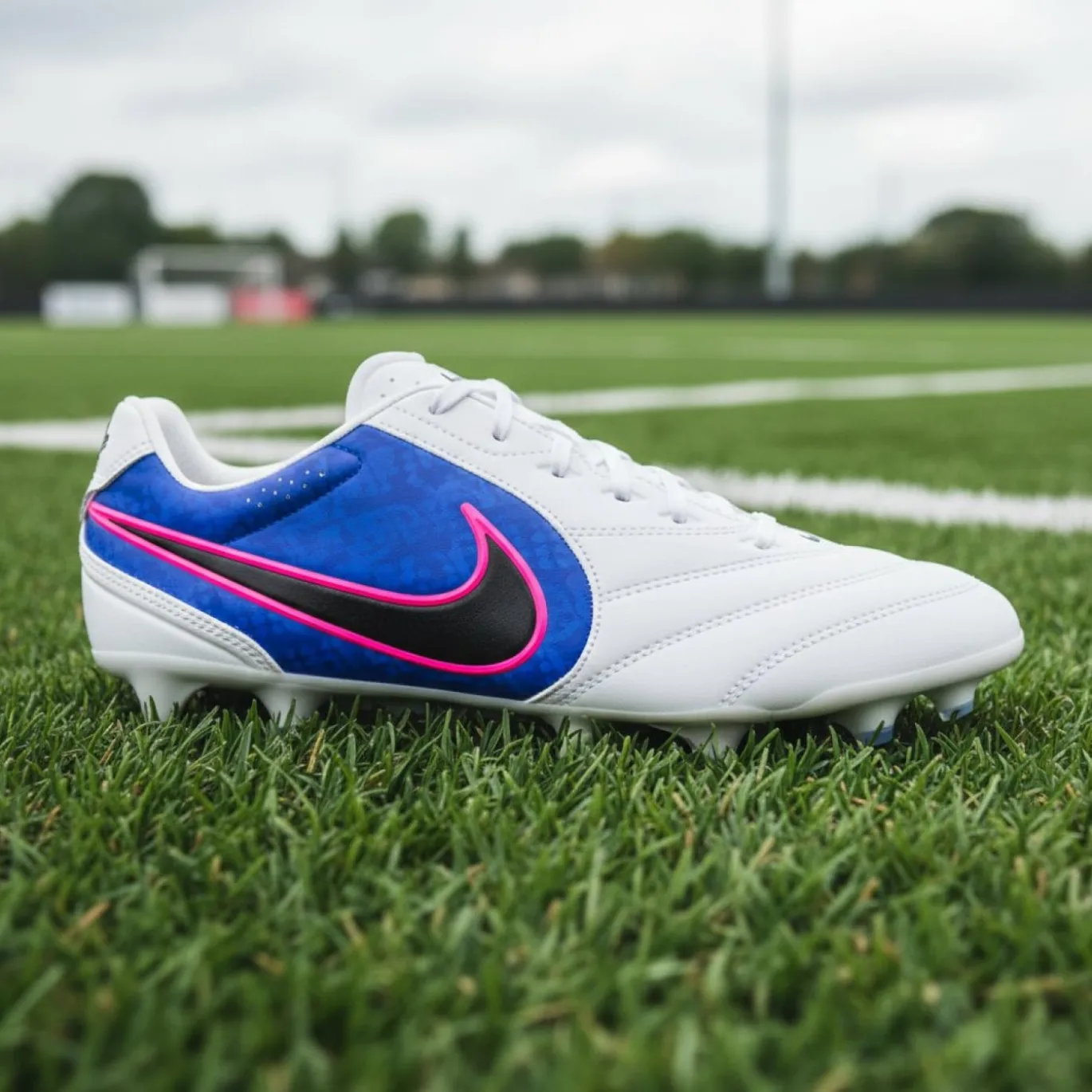 Nike Tiempo Ligera Pro Gras Voetbalschoenen (FG) Wit Blauw Felroze